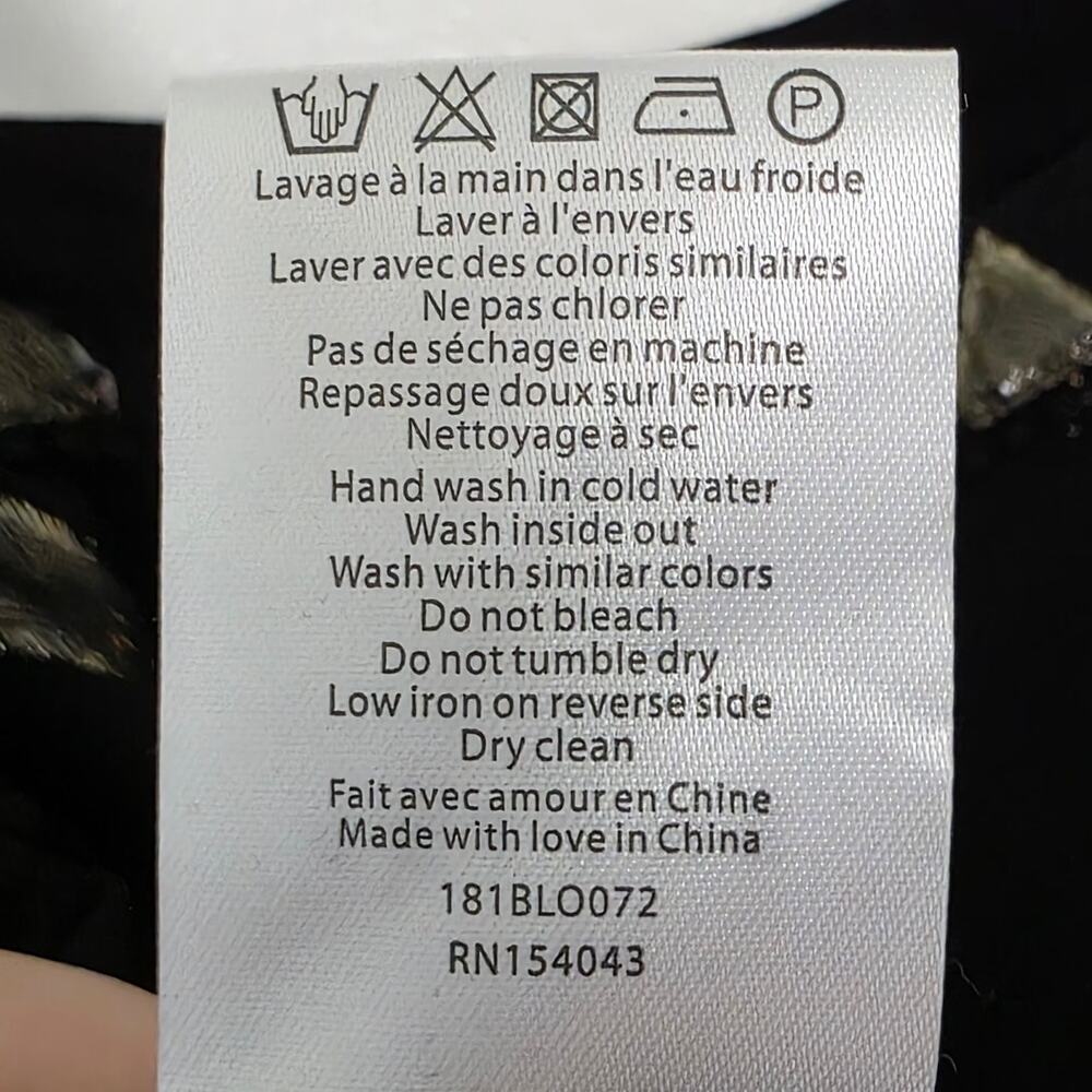 Sezane Abby Blouse Black Metallic Floral Diamond Silk Tank Top Button Down - Picture 9 of 10